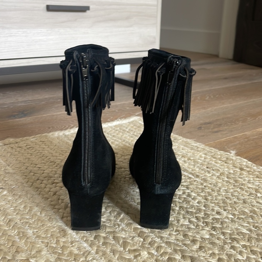 Revolve Raye Black Fringe Suede Pointed Toe Bootie - image 4